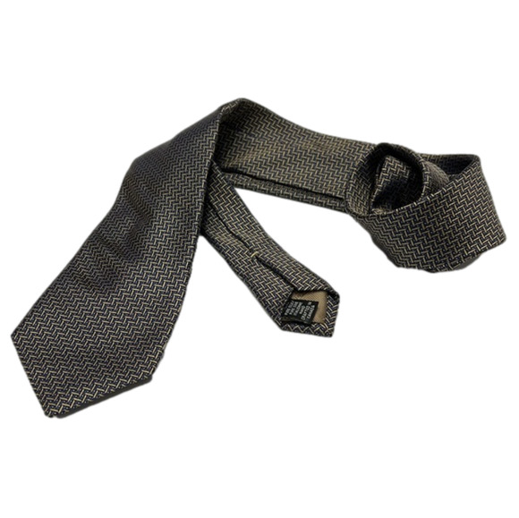 Men's Harry Rosen Blue & Gold Chevron Tie - Picture 1 of 8